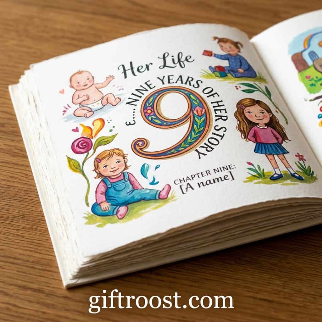 Customizable keepsake for celebrating her nine special years.