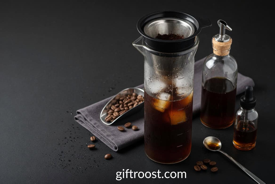 cold brew coffee maker set with glass jar and filter for smooth iced coffee at home