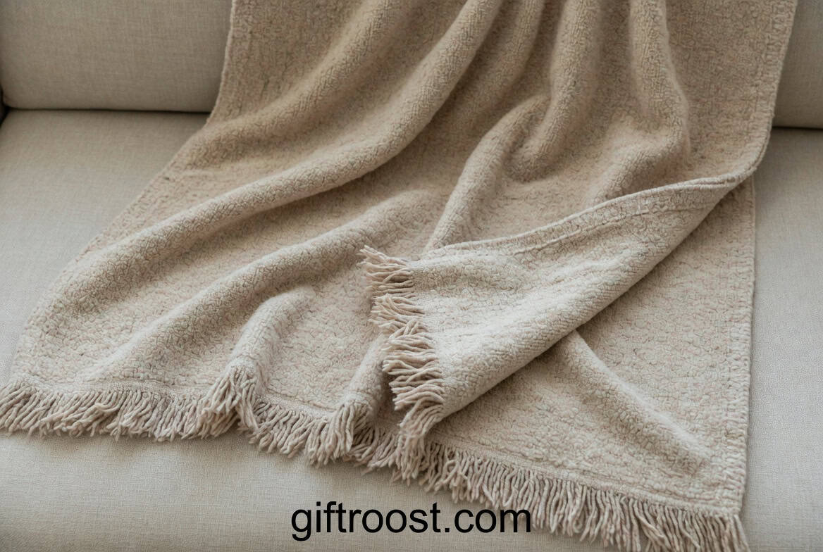 soft chenille or cotton throw blanket adding warmth and comfort to home decor