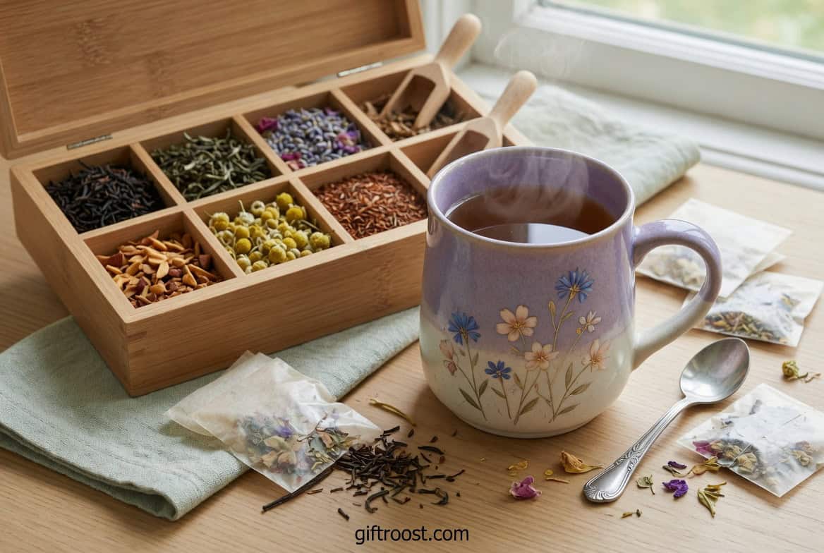 tea gift set with ceramic mug for grandma relaxation