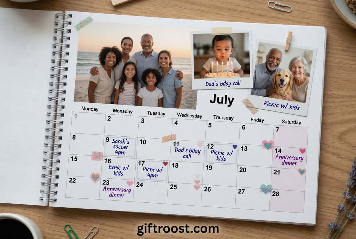 custom photo calendar gift for mom with family pictures